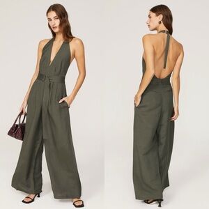 Adam Lippes x RTR Sage Halter Jumpsuit - Wide-Leg Open Back Design